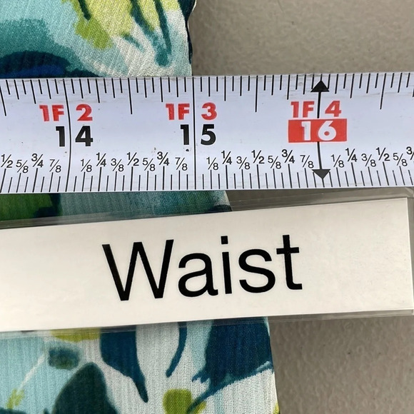 Pendleton Dress Silk Sleeveless Blue Green Knee Length Floral Ruffle Size 4P - Picture 12 of 14